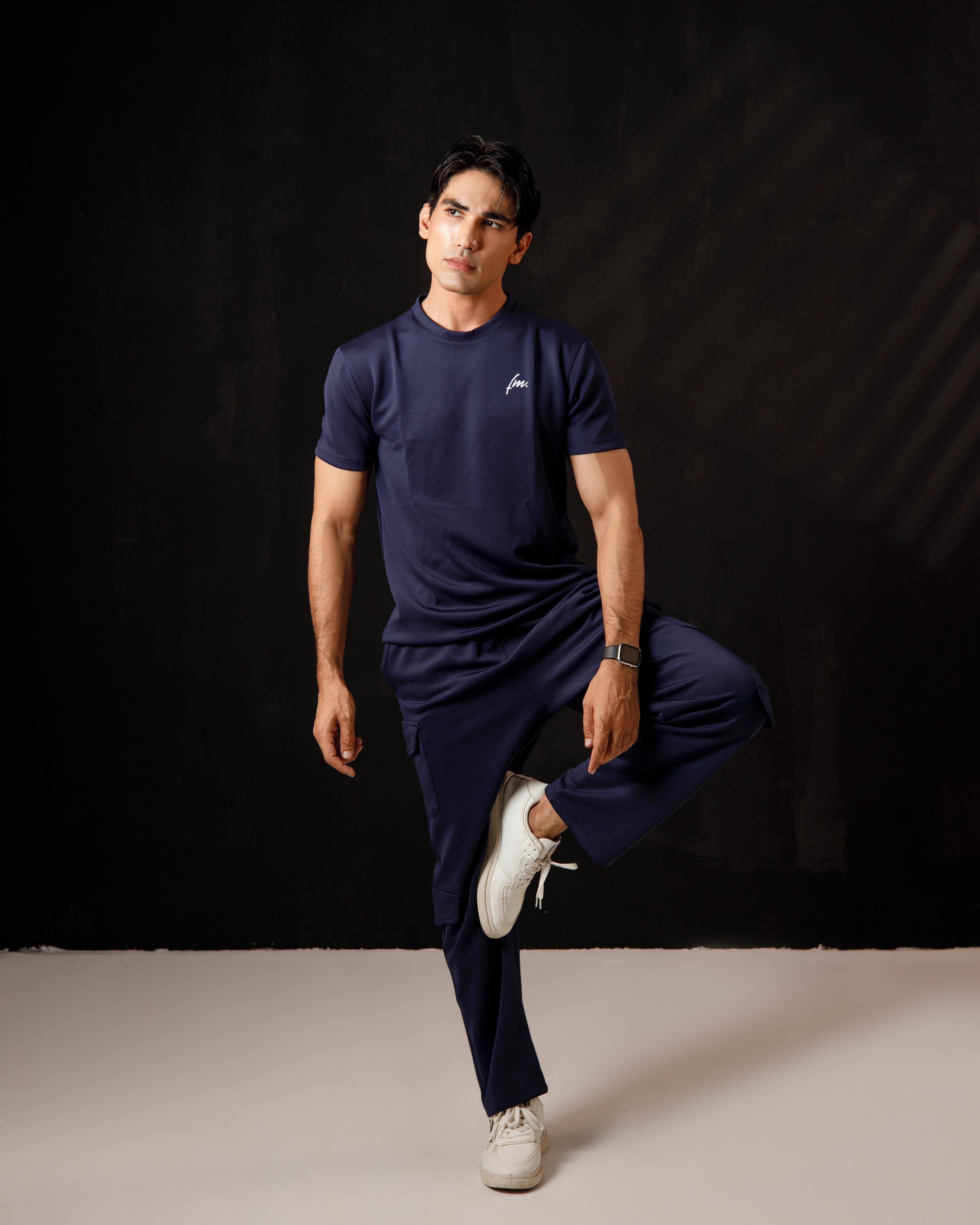 Navy blue Tee and cargo pants