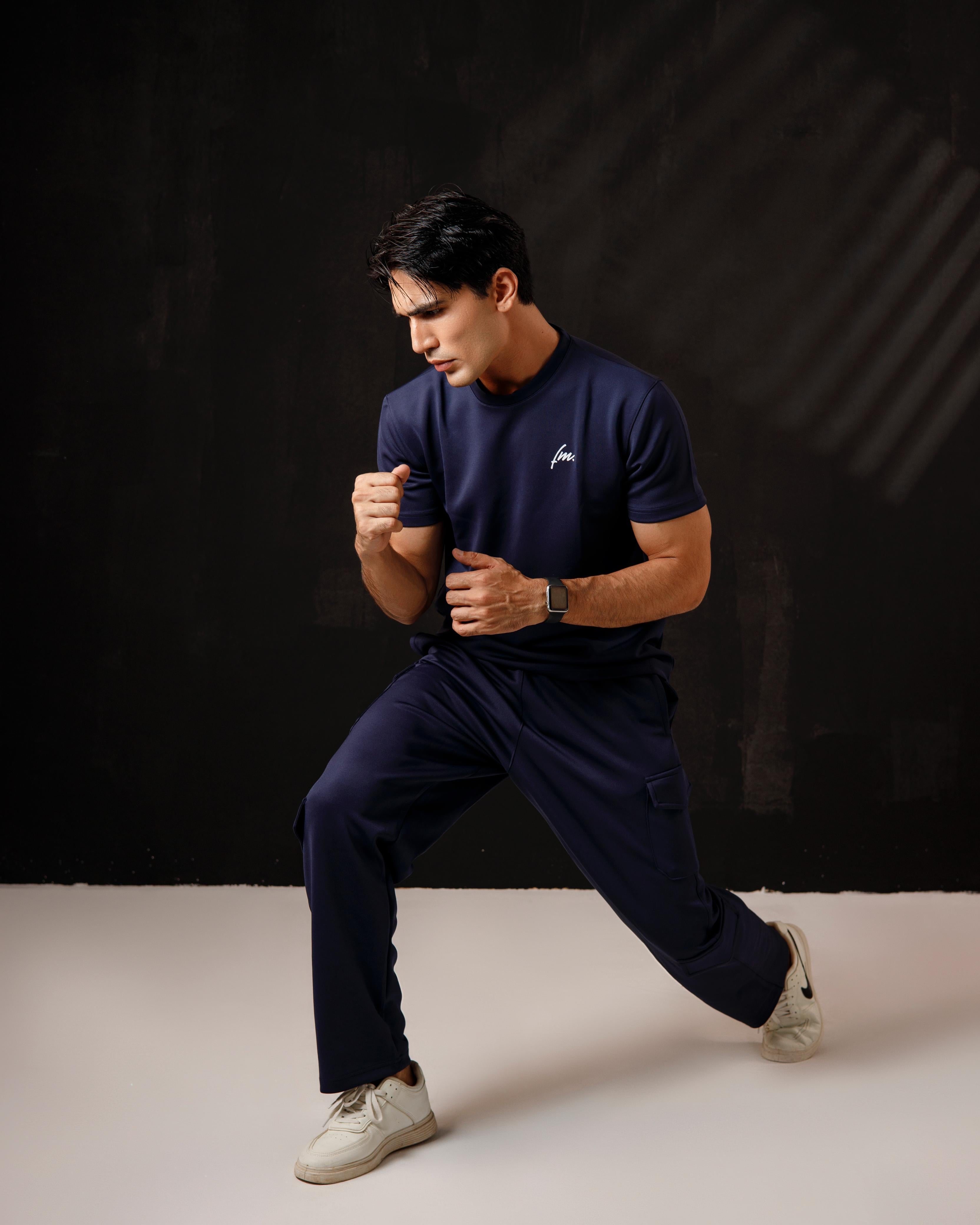 Navy blue Tee and cargo pants