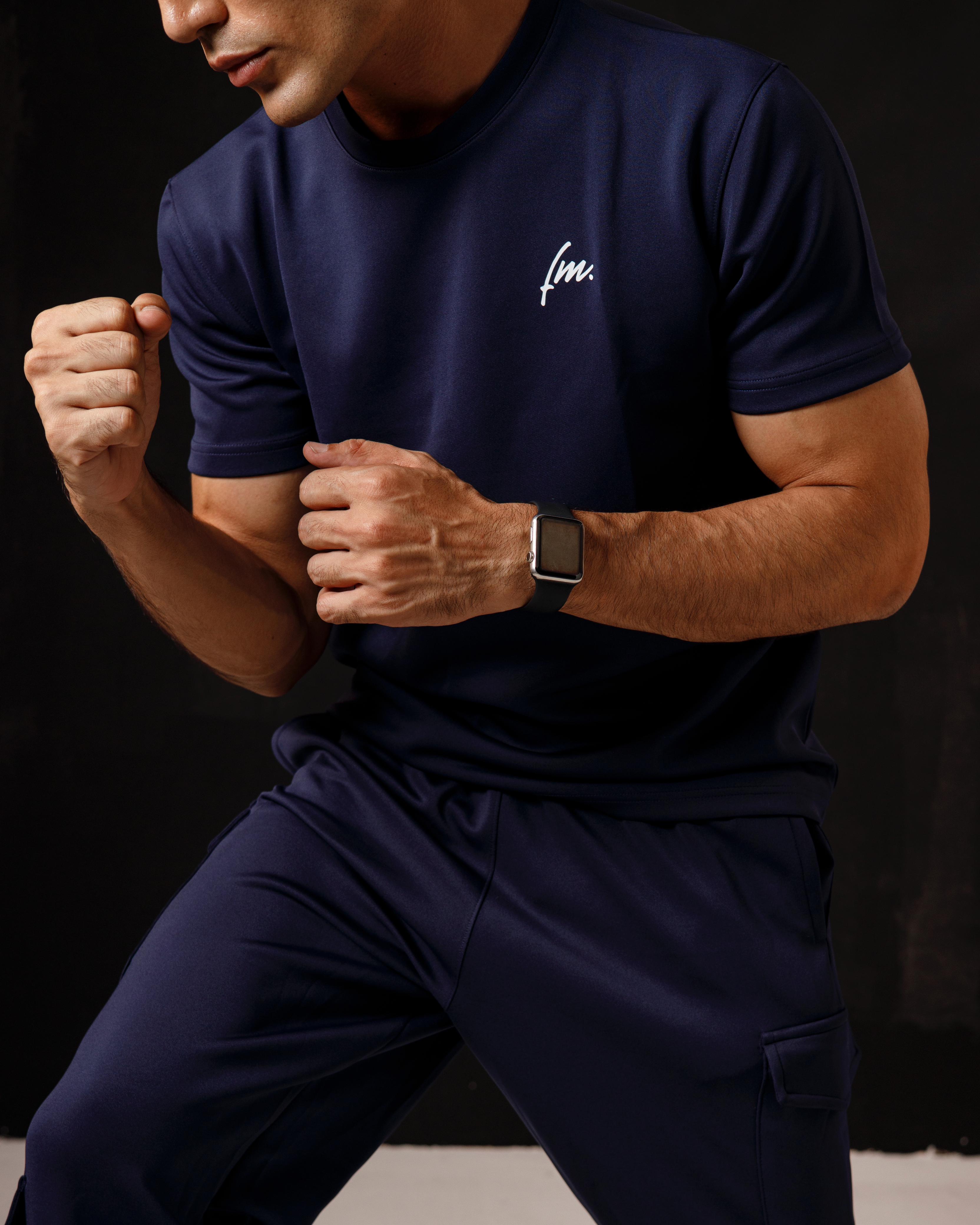 Navy blue Tee and cargo pants