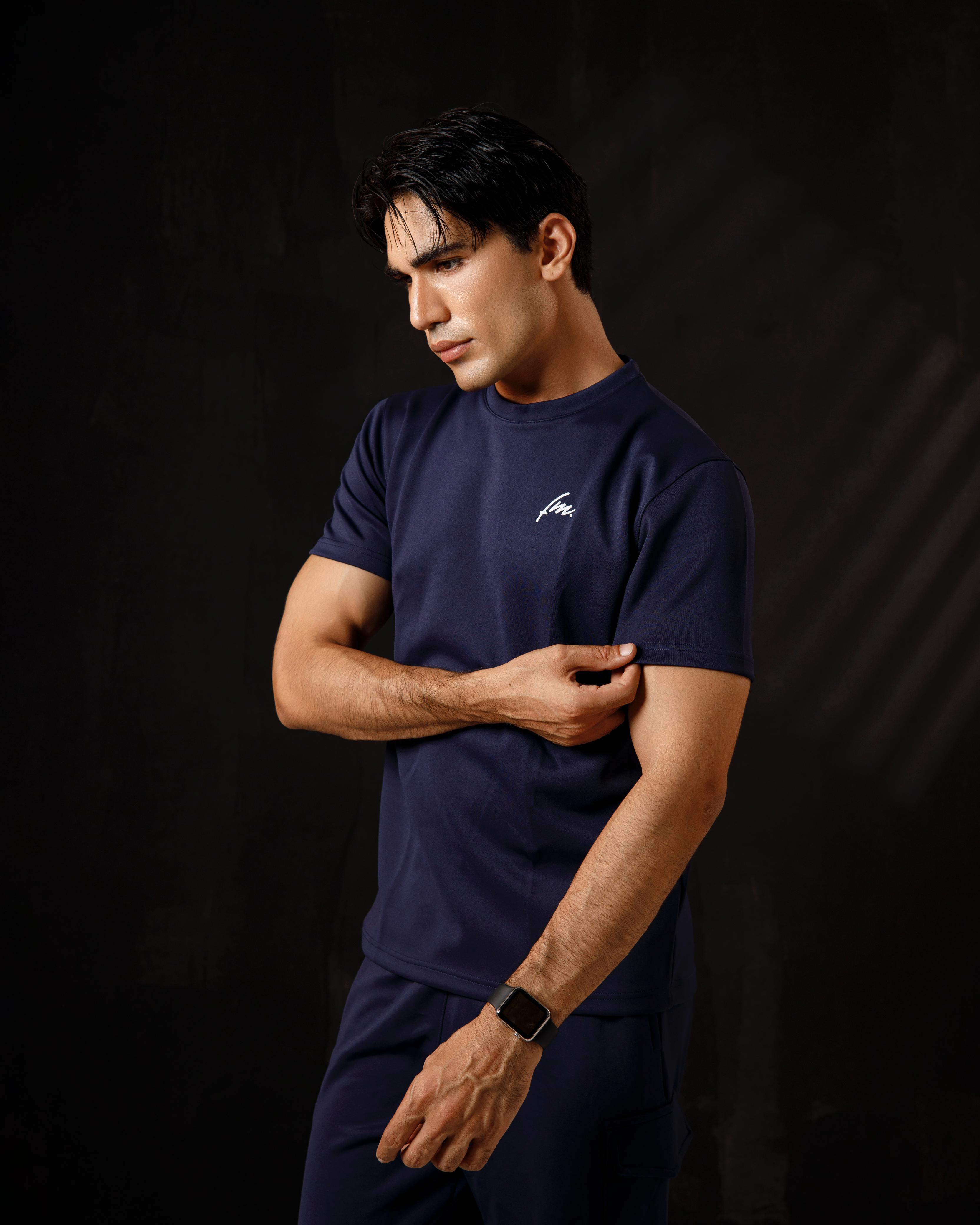 Navy blue Tee and cargo pants