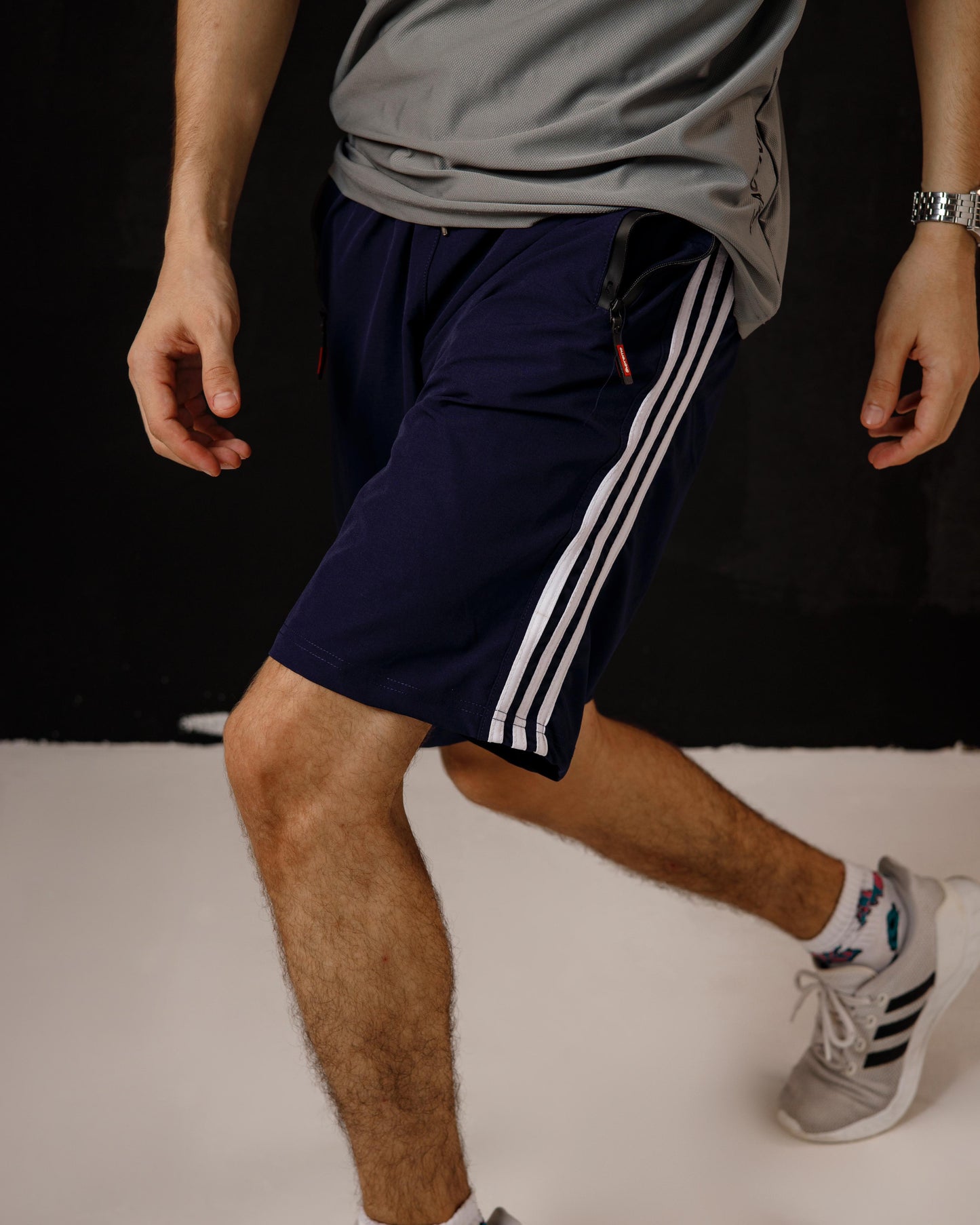 Blue stripped runner shorts