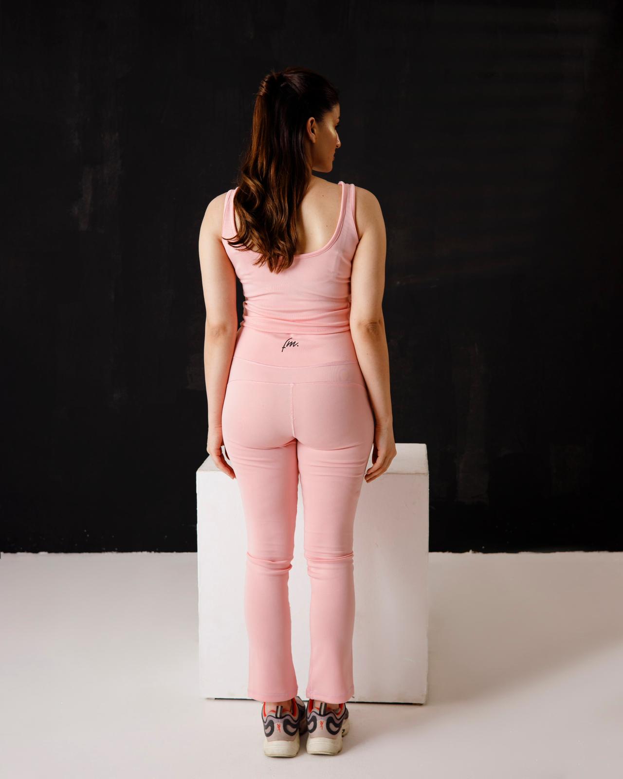 Baby pink CorsetTop and Slit Flarred leggings