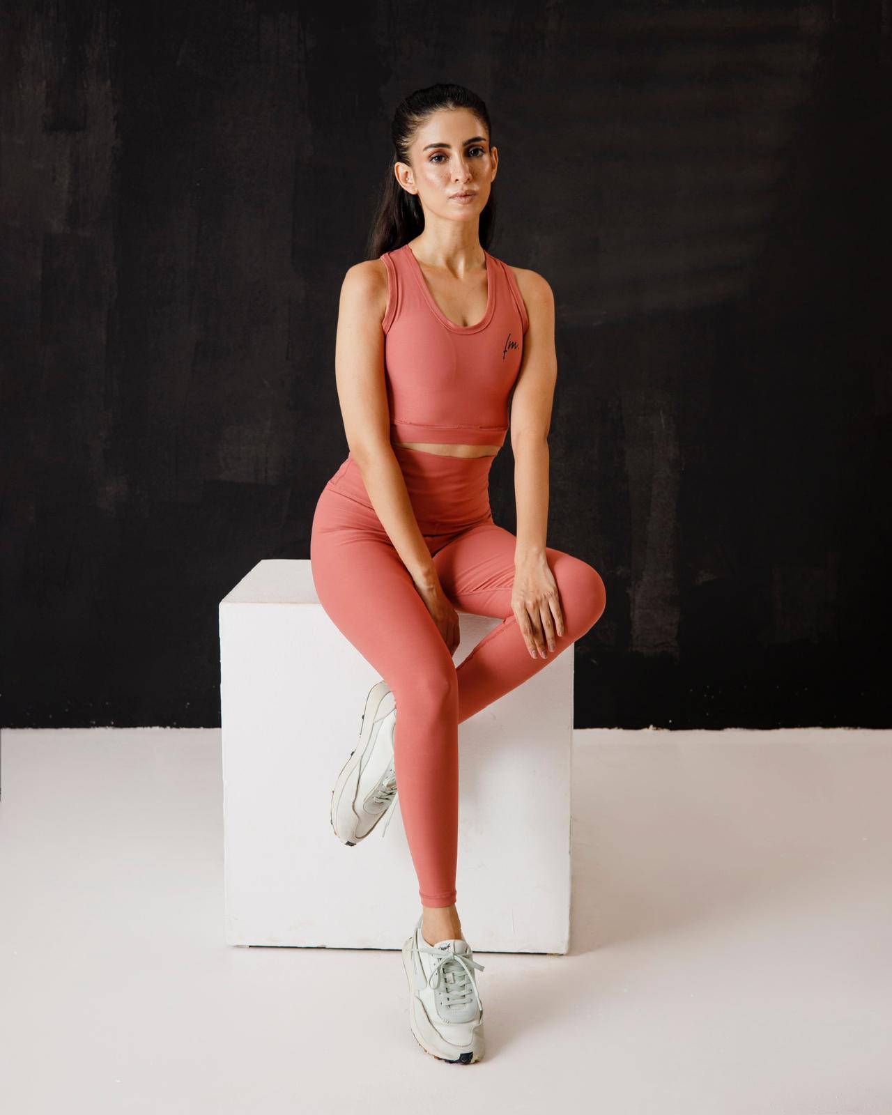 Dusty pink sports bra and legging