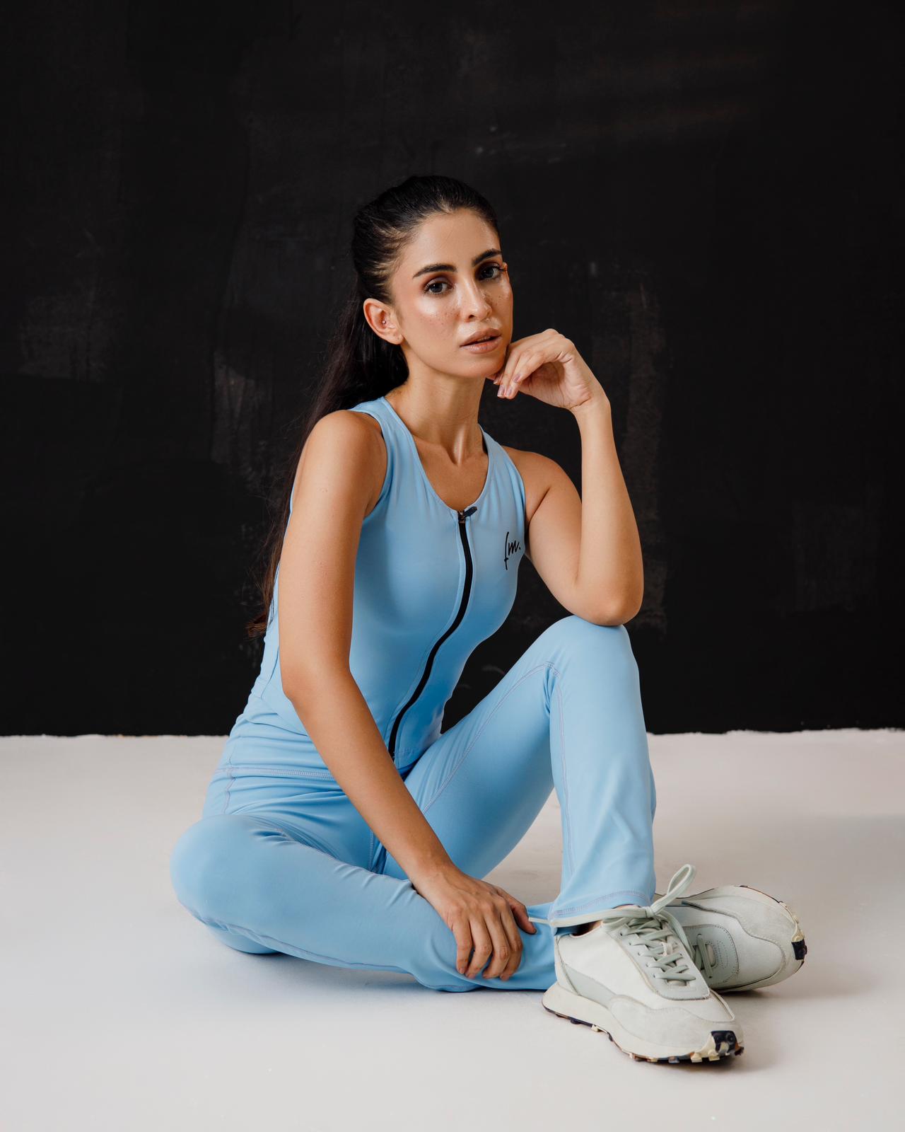 Sky blue Zipper top and leggings