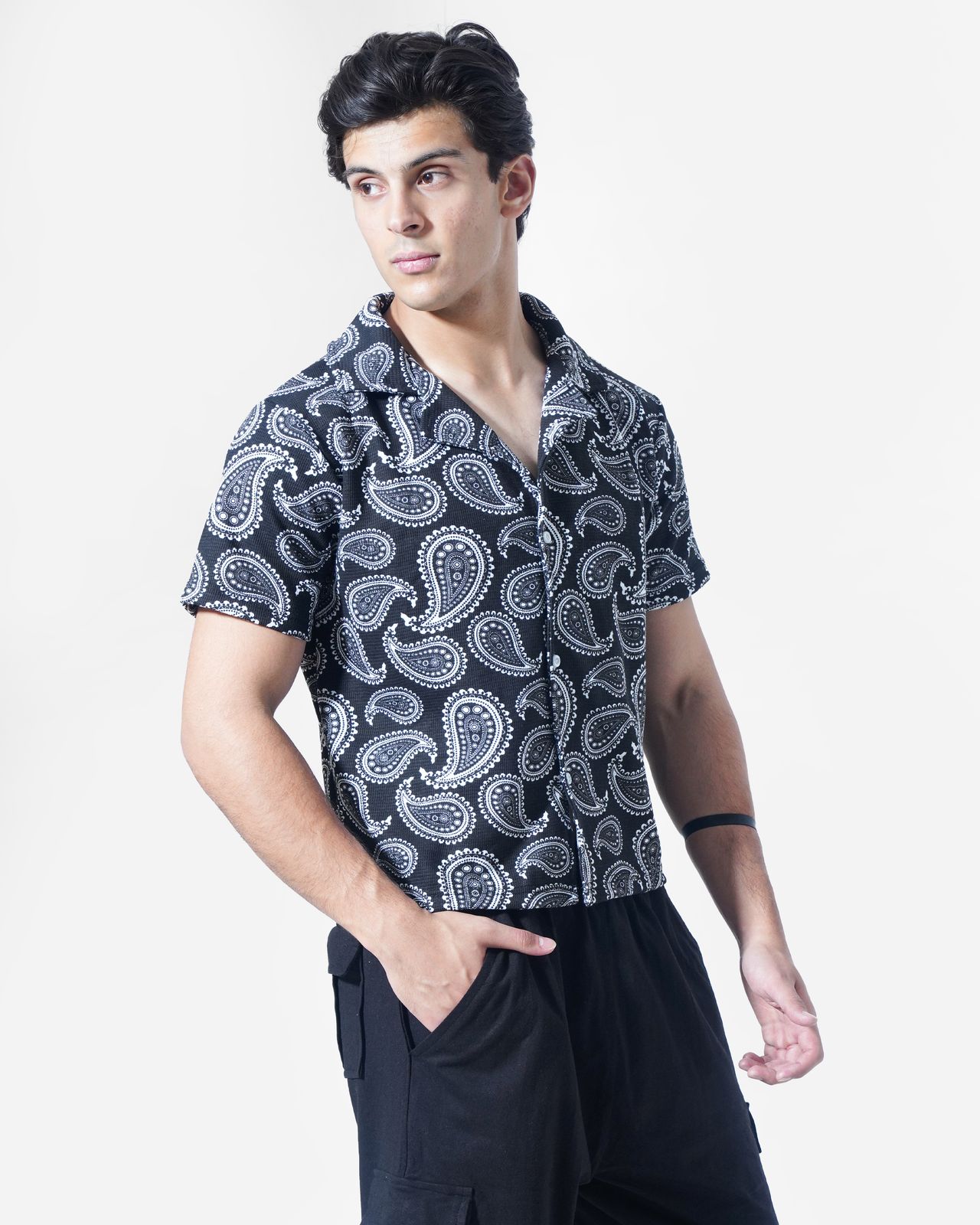 Snake textured cuban shirt