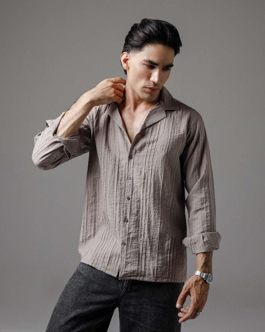 Beige silhoutte Cuban shirt