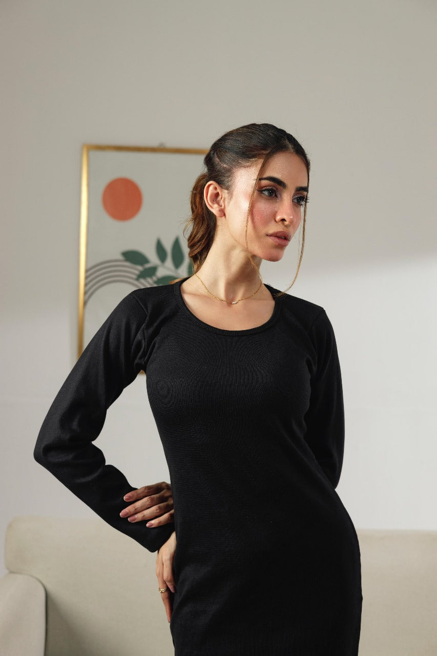 Black Ribbed Bodycon