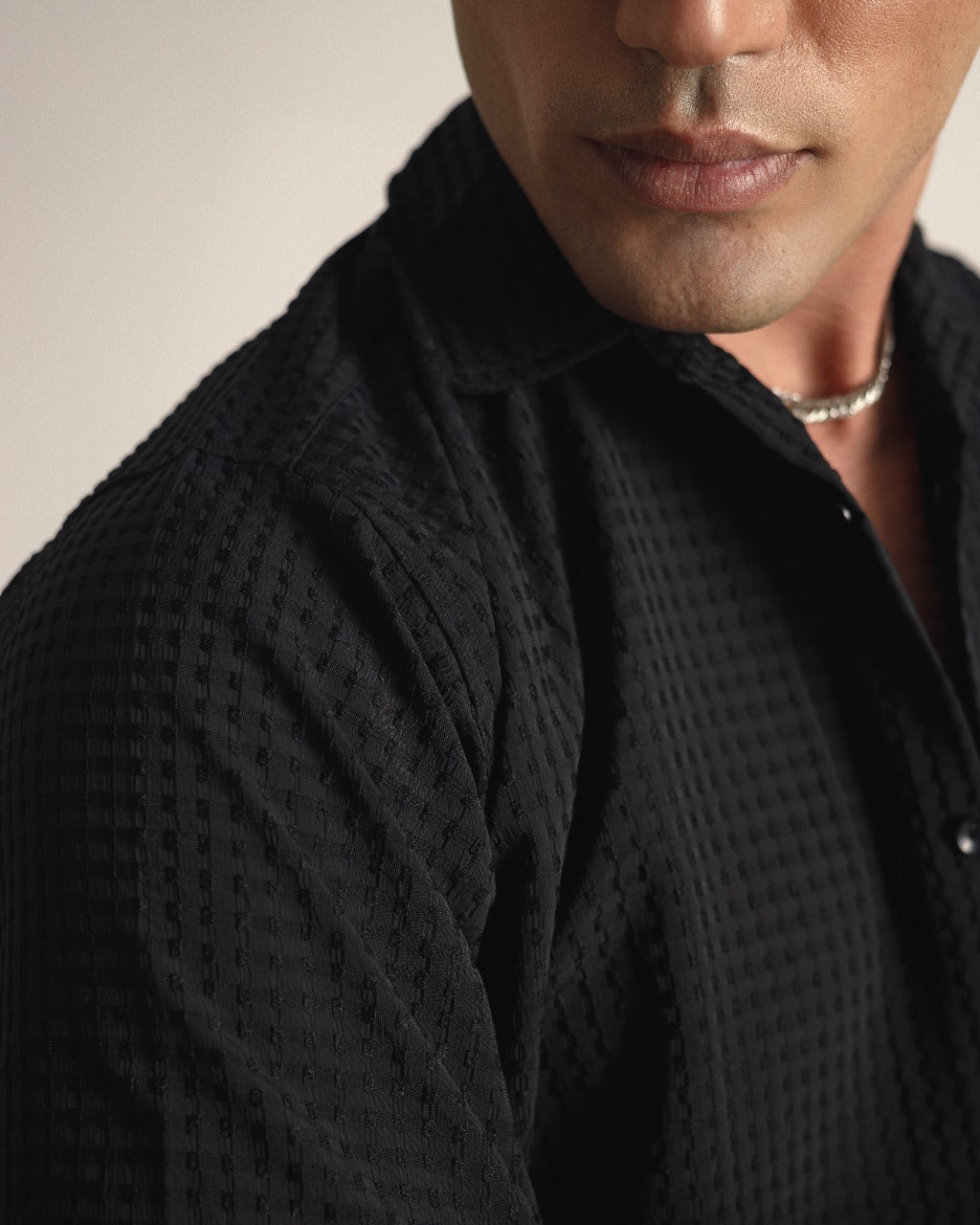 Black cuban collar shirt