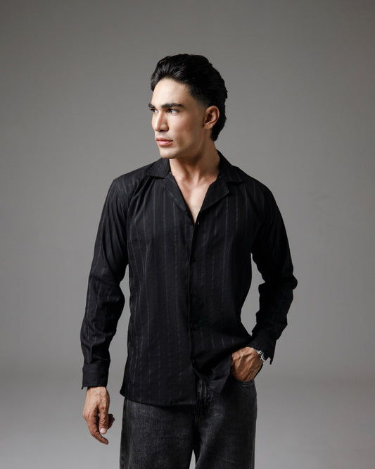 Black drop line cuban shirt
