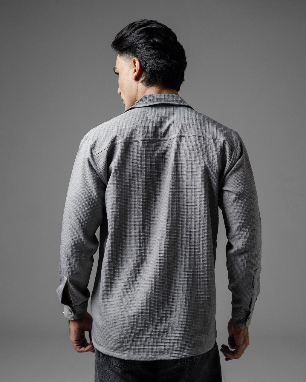 Grey textured cuban shirt