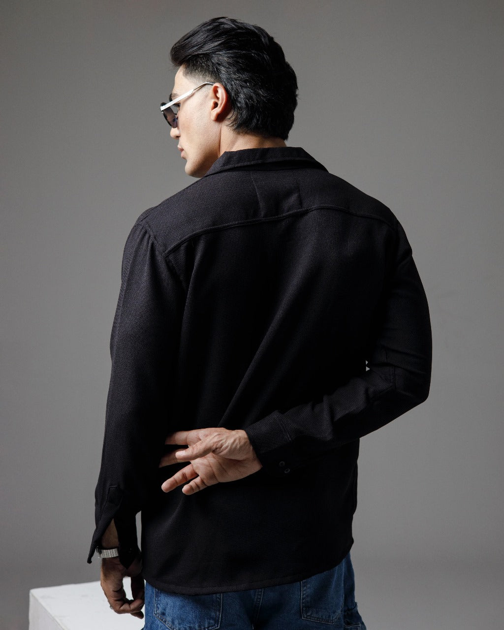 Black knitted cuban shirt