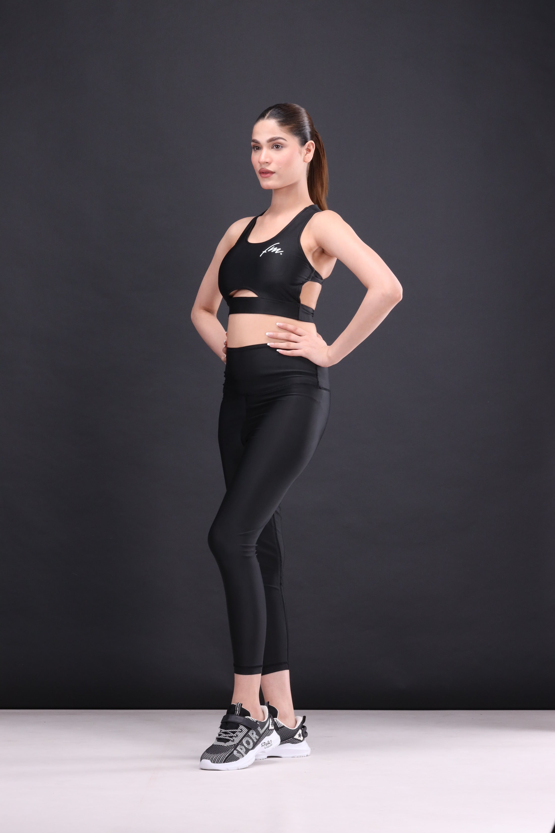 Hecate Black Interlacing Sports Bra and yoga legging