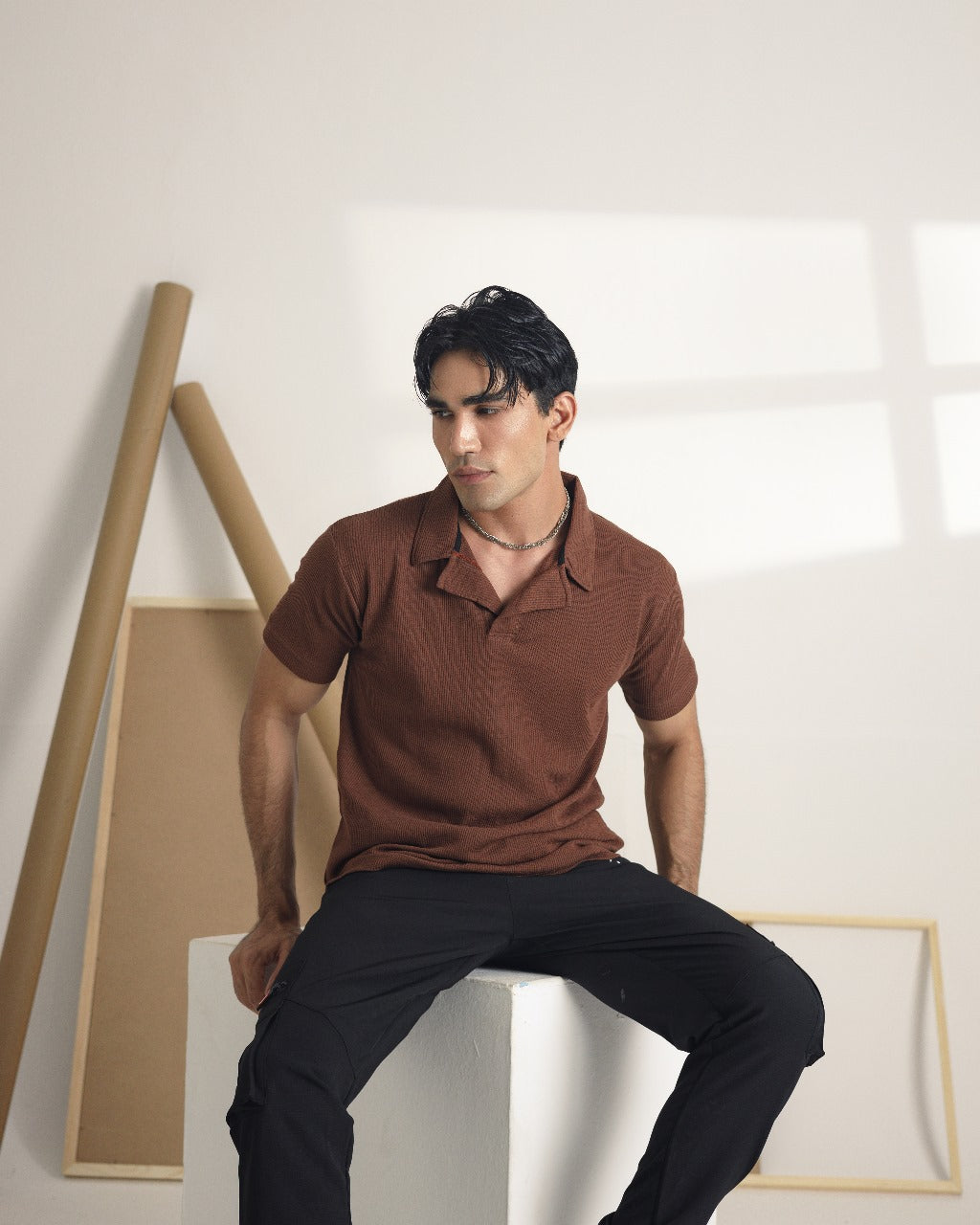 Camp Collar Brown polo shirt