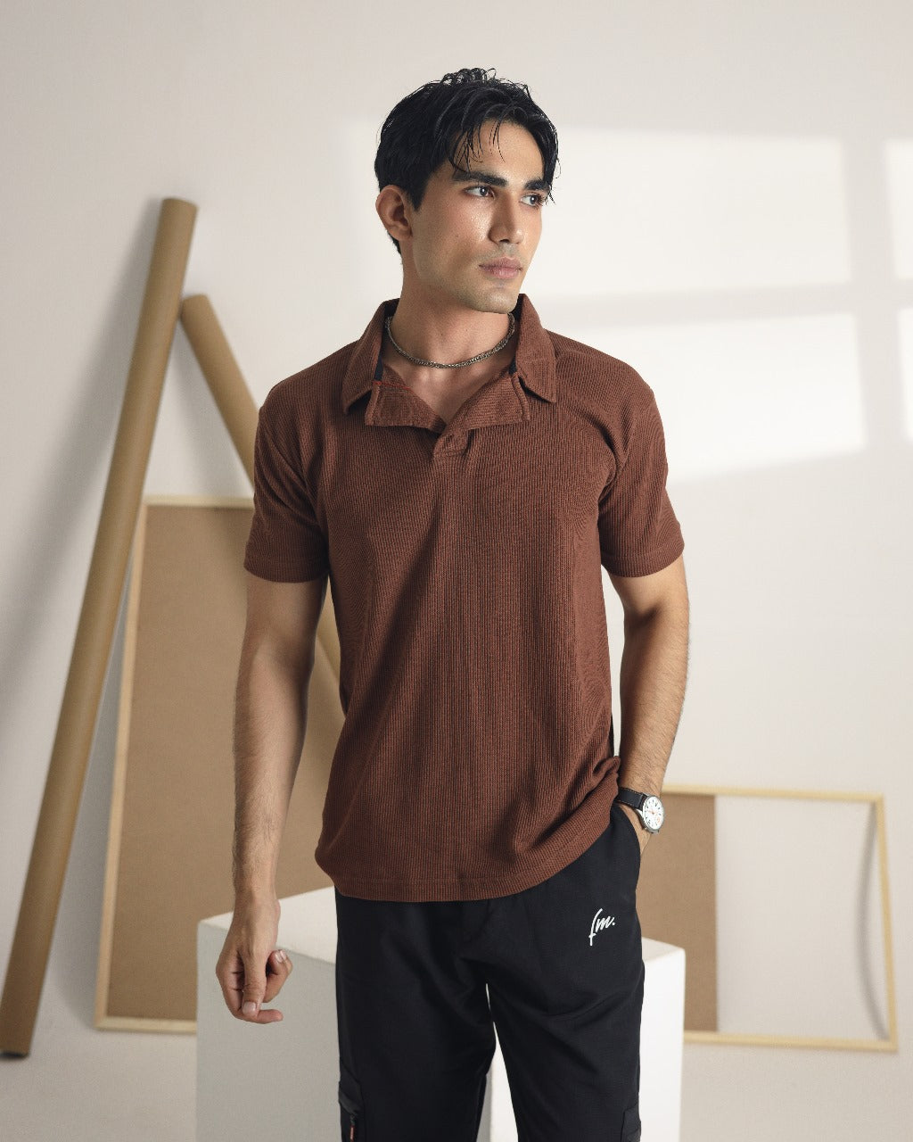 Camp Collar Brown polo shirt