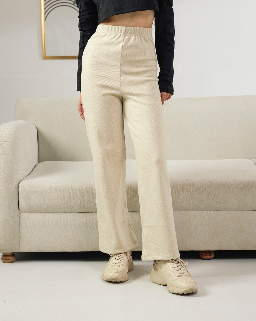 Ribbed trouser white