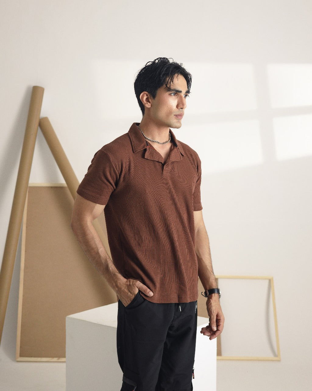 Camp Collar Brown polo shirt