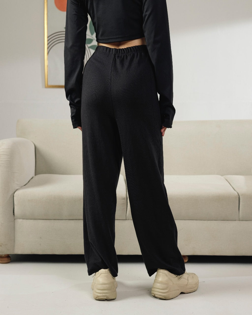 Ribbed trouser black