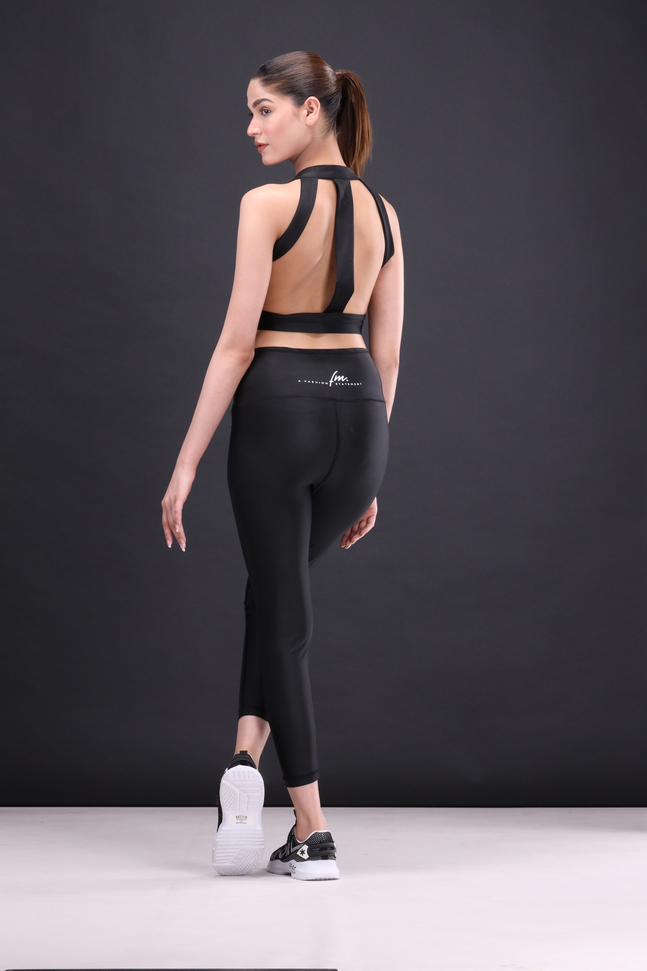 Hecate Black Interlacing Sports Bra and yoga legging