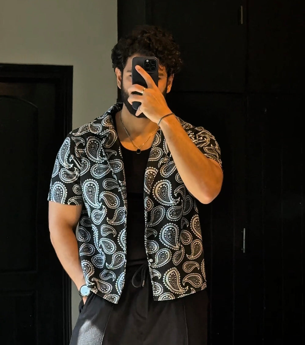 Black Cuban Collar  Shirts