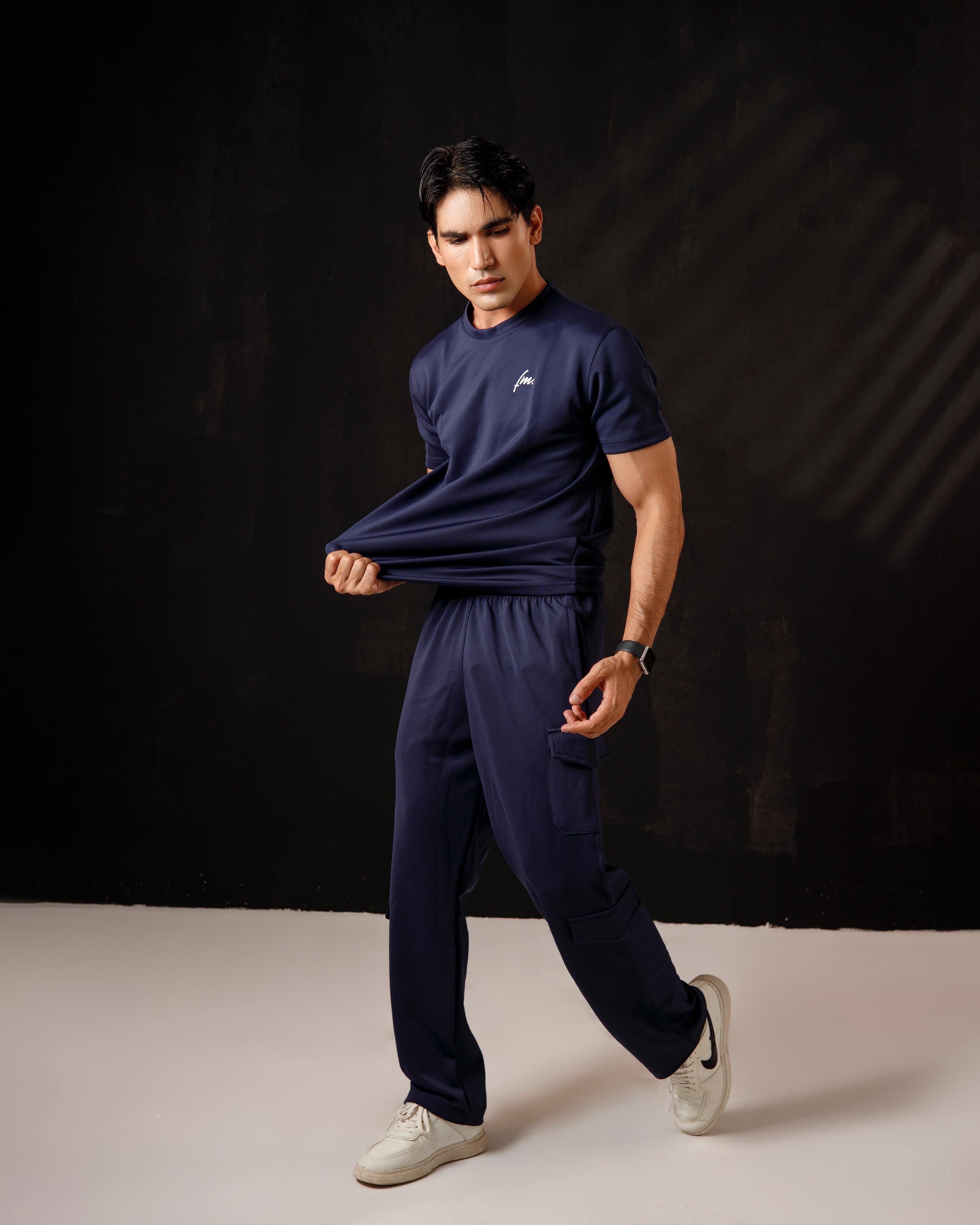 Navy blue Tee and cargo pants