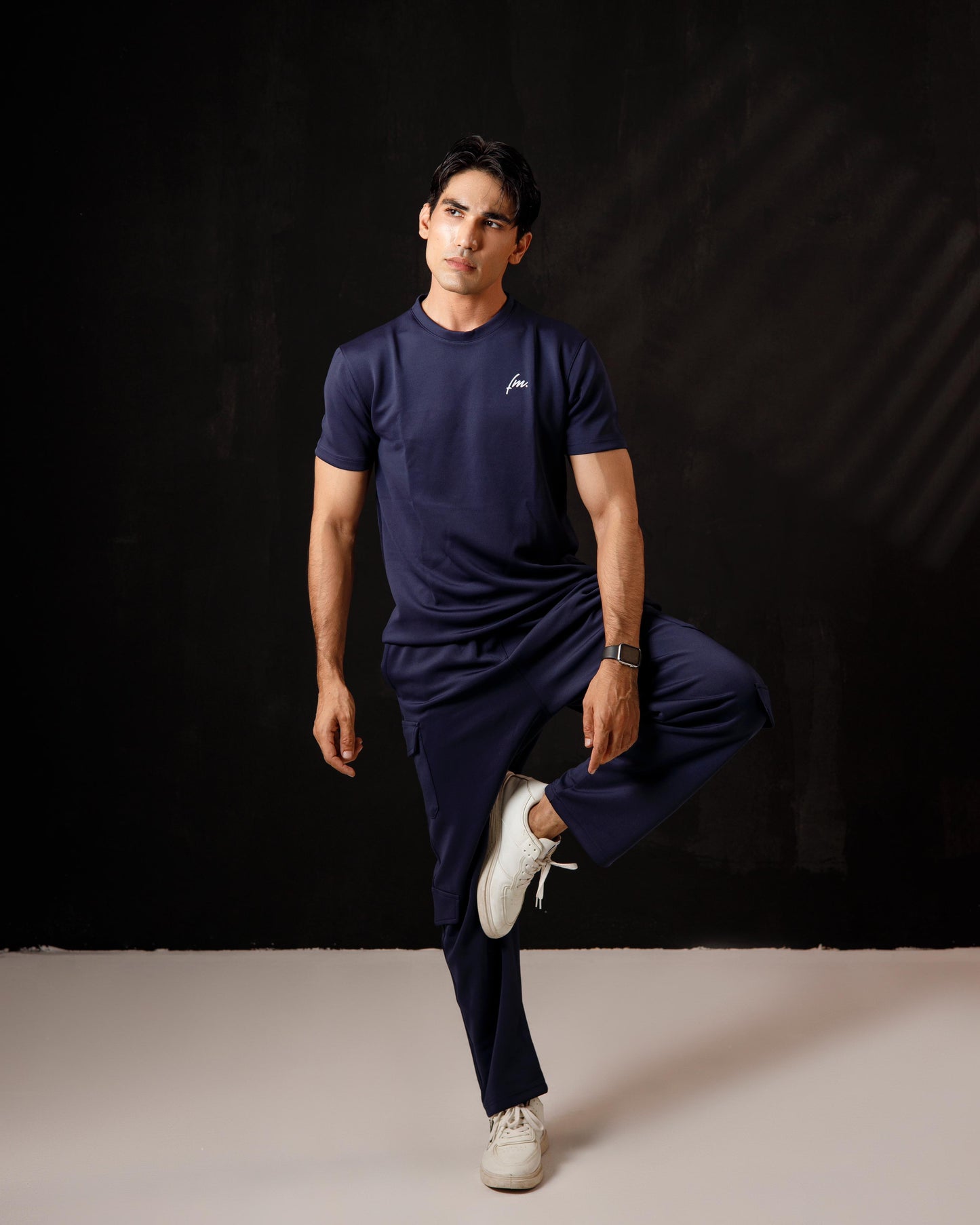 Navy blue Tee and cargo pants