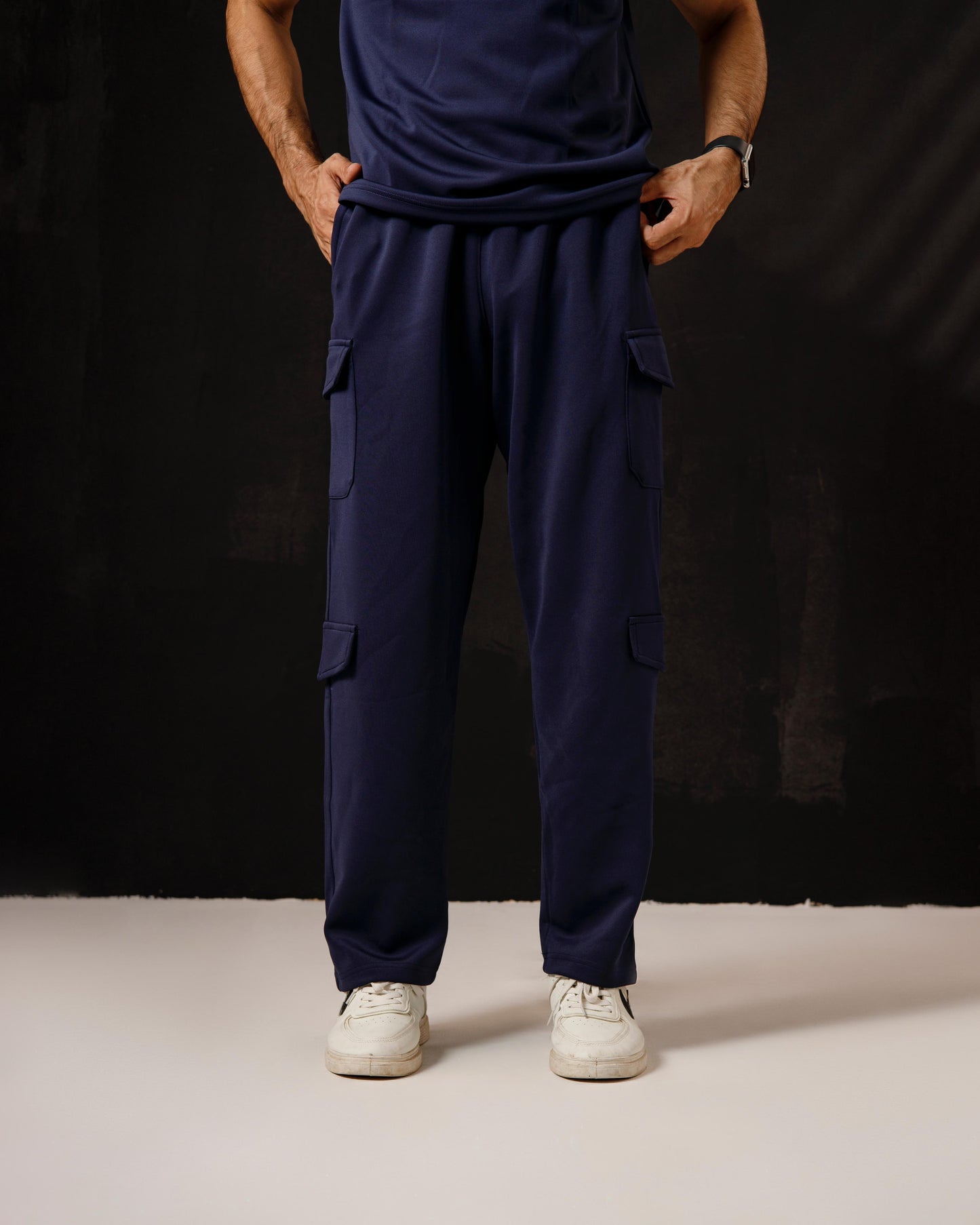 Navy blue Tee and cargo pants
