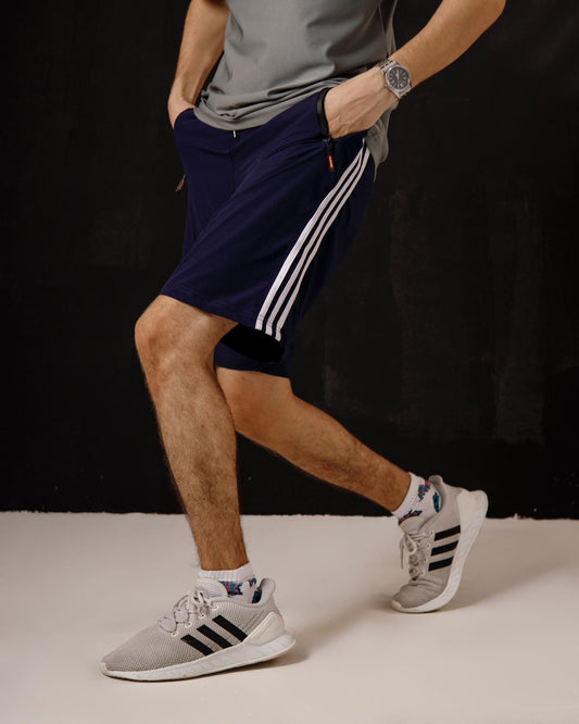 Blue stripped runner shorts
