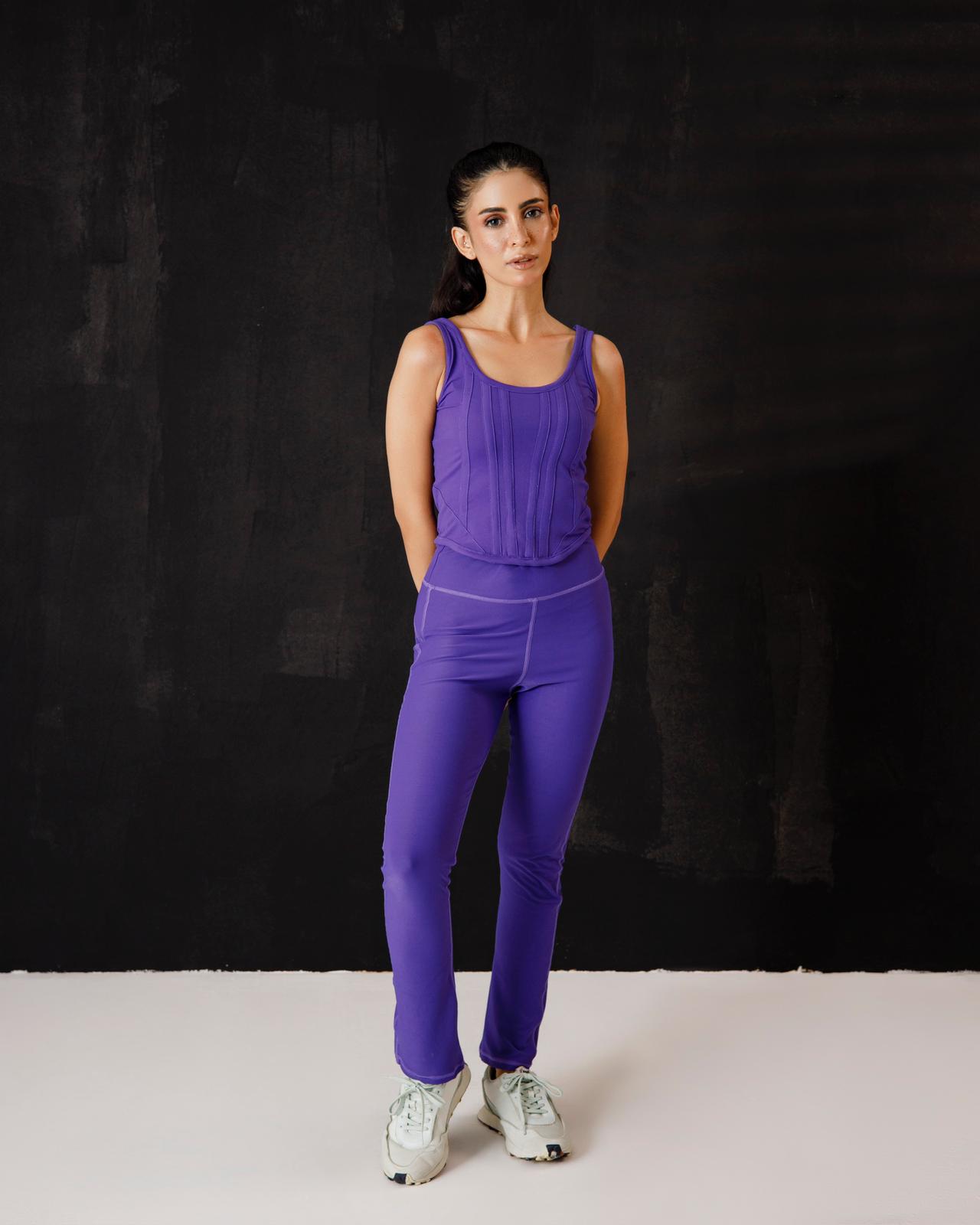 Purple CorsetTop and Slit Flarred leggings