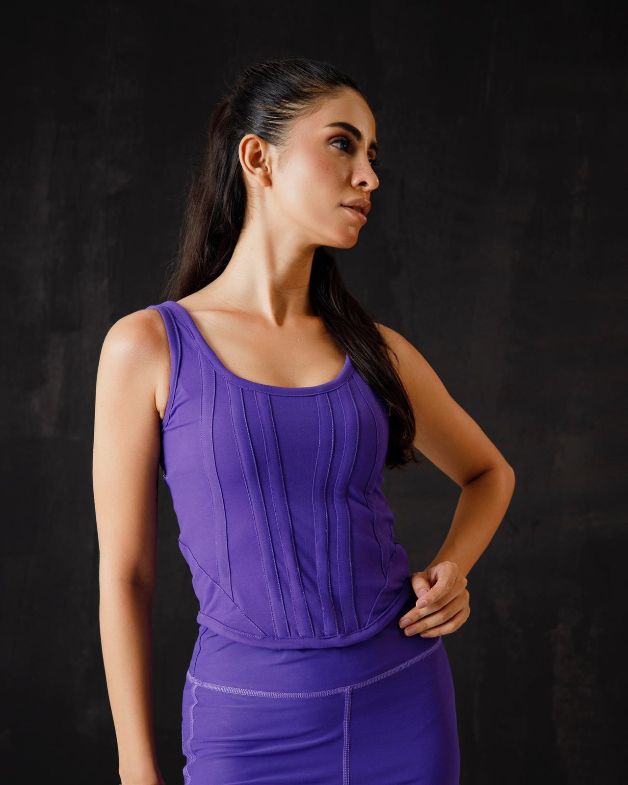 Purple CorsetTop and Slit Flarred leggings