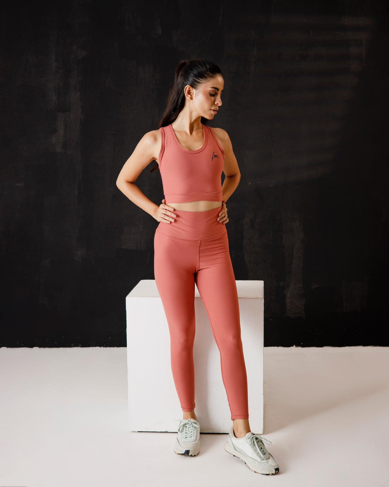 Dusty pink sports bra and legging