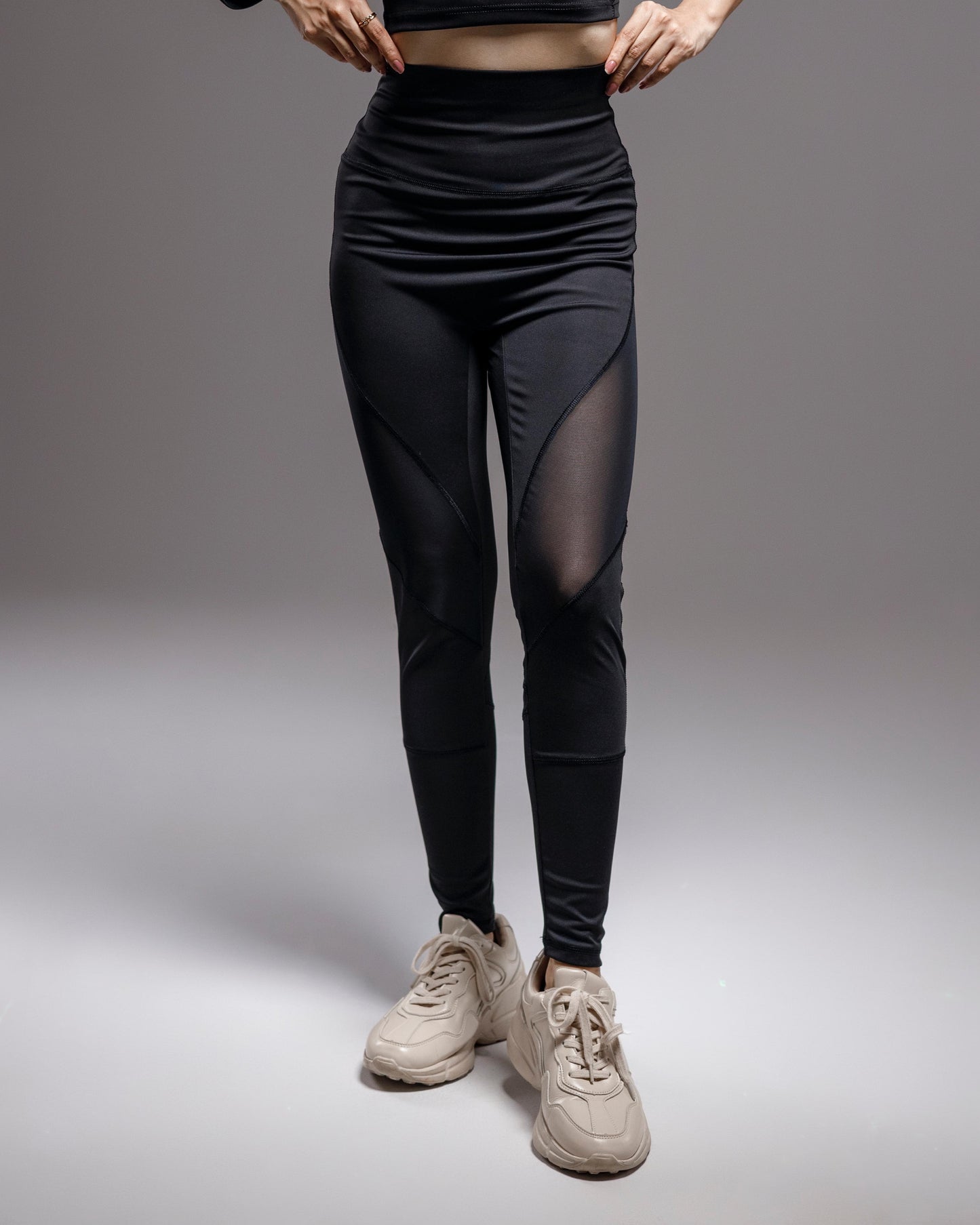 Black power Mesh pants