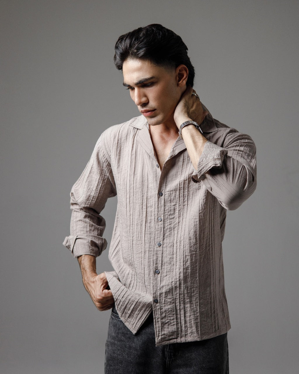 Beige silhoutte Cuban shirt