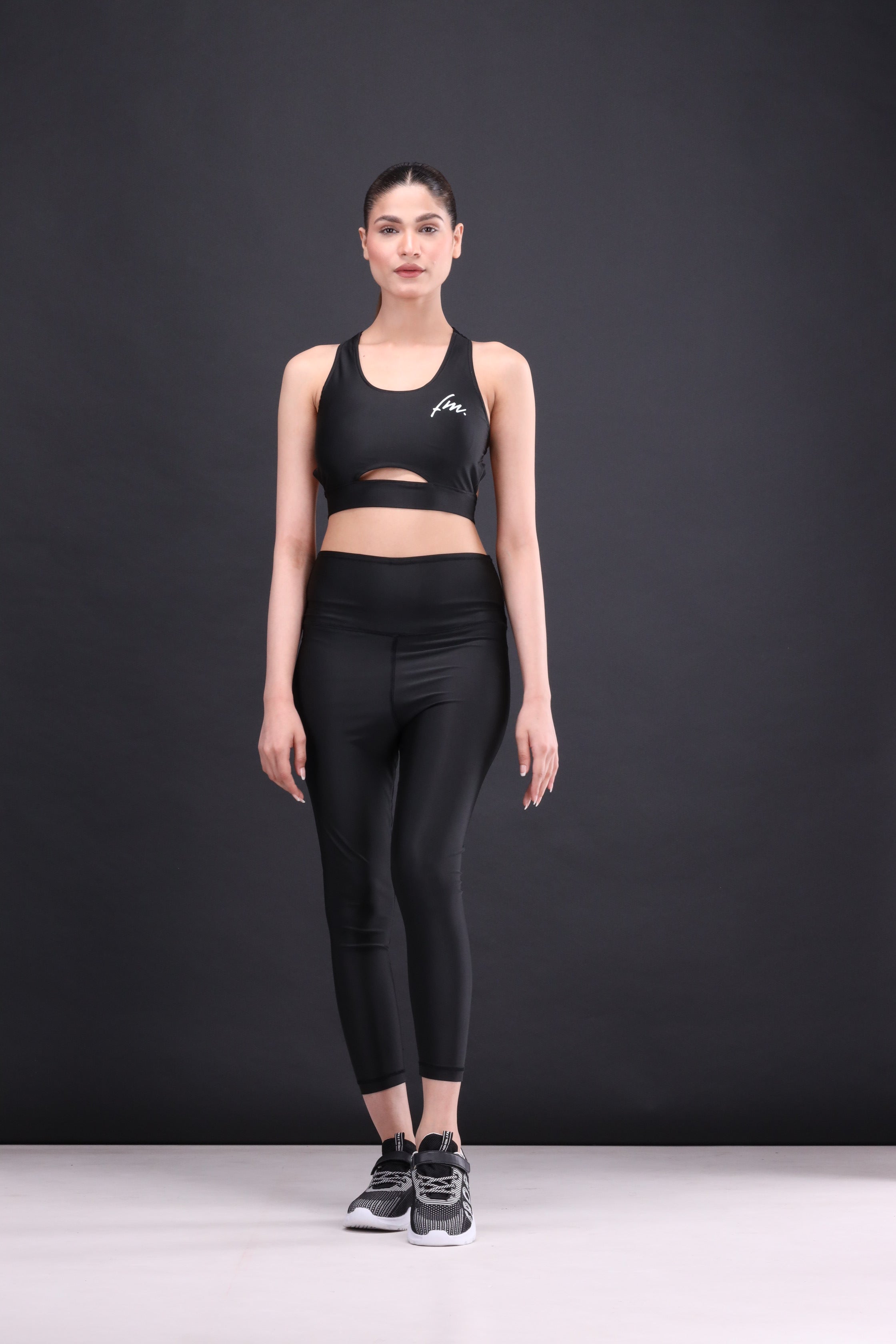 Hecate Black Interlacing Sports Bra and yoga legging