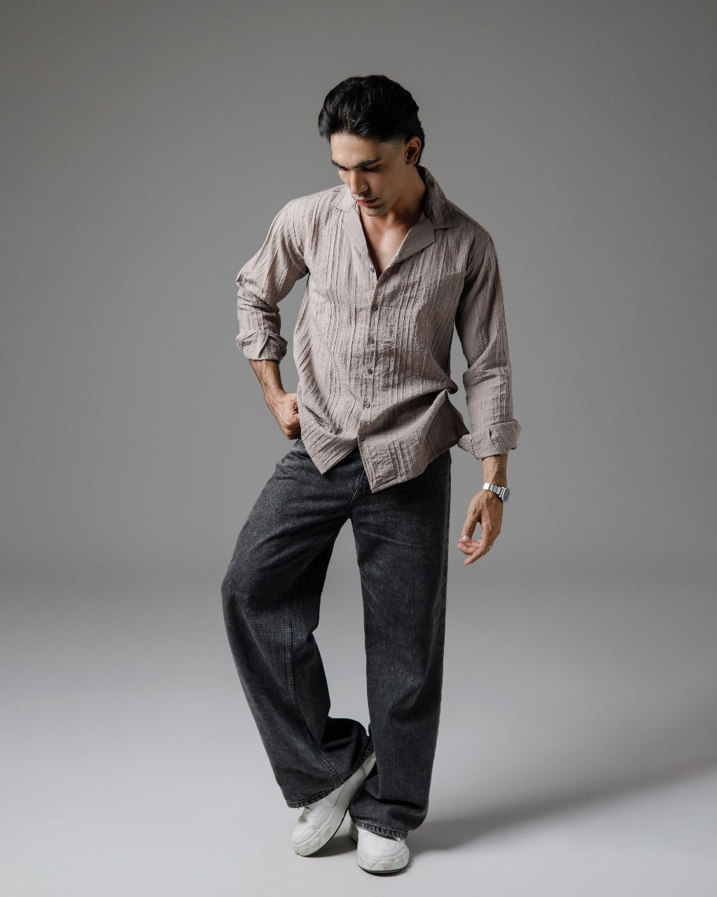 Beige silhoutte Cuban shirt