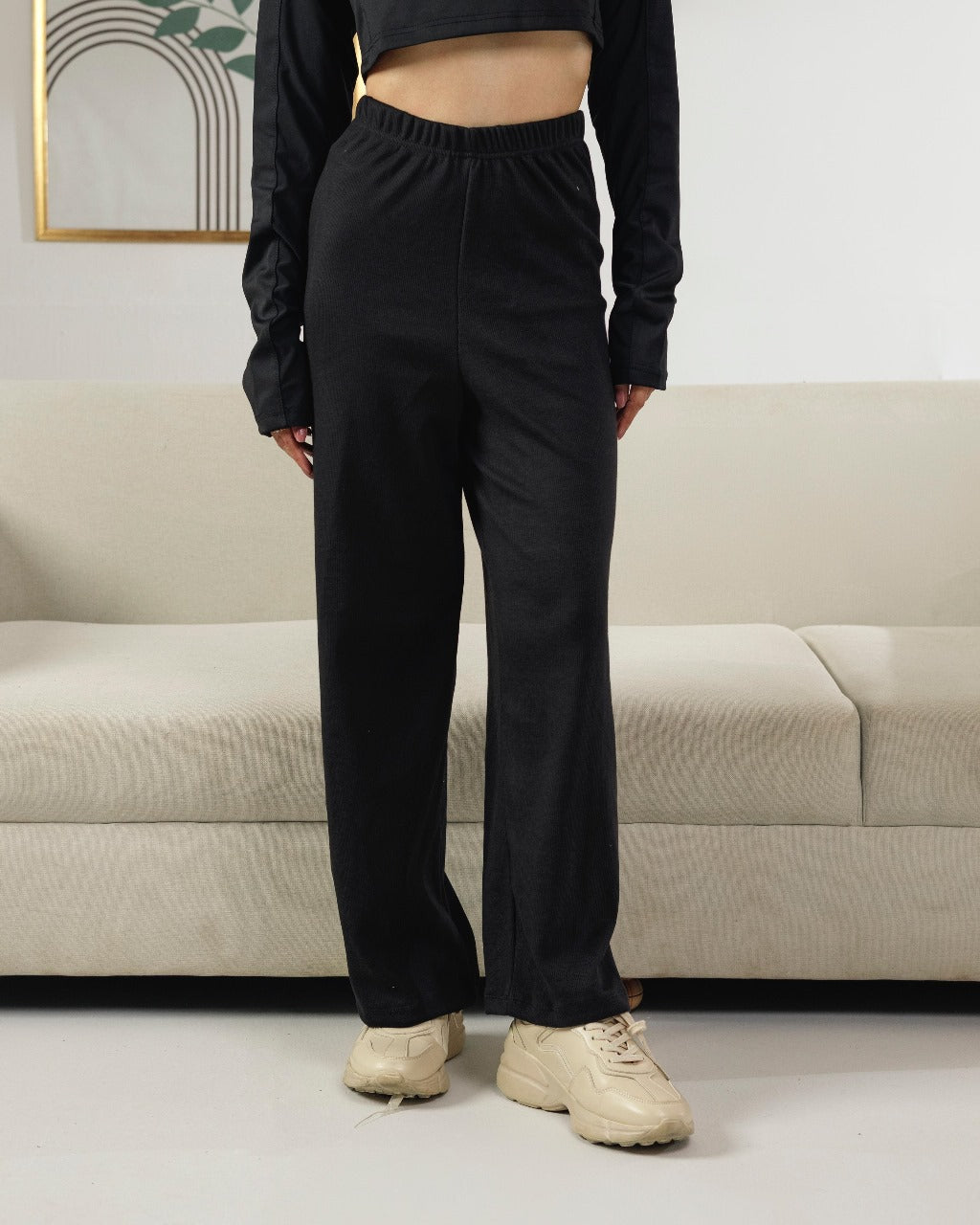 Ribbed trouser black